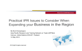 Business in the Region Practical IPR Issues to Consider When Expanding your