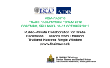 Public-Private Collaboration for Trade Facilitation : Lessons from Thailand