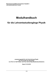 Modulhandbuch  für die Lehramtsstudiengänge Physik