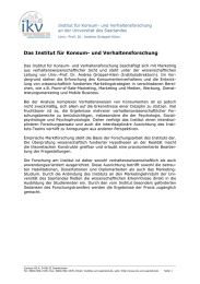 Das Institut für Konsum- und Verhaltensforschung Institut für Konsum- und Verhaltensforschung