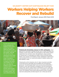 Workers Helping Workers recover and rebuild Solidarity Center Haiti eartHquake relief fund