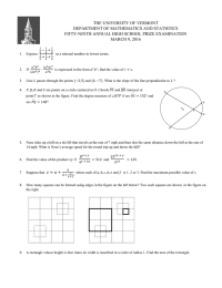 THE UNIVERSITY OF VERMONT DEPARTMENT OF MATHEMATICS AND STATISTICS