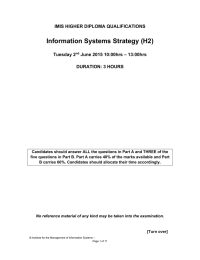 Information Systems Strategy (H2)  IMIS HIGHER DIPLOMA QUALIFICATIONS – 13:00hrs