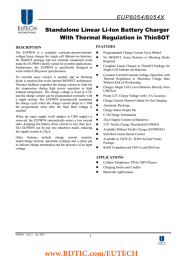 EUP8054/8054X Standalone Linear Li-Ion Battery Charger With Thermal Regulation in ThinSOT
