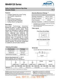 MA46H120 Series GaAs Constant Gamma Flip-Chip Varactor Diode