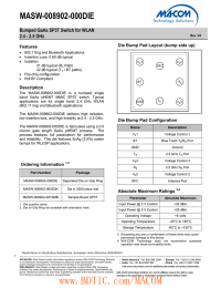 MASW-008902-000DIE Bumped GaAs SP3T Switch for WLAN 2.4 - 2.5 GHz