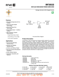 RF3933 90W GaN WIDE-BAND POWER AMPLIFIER Features