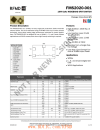 FMS2020-001 10W GaAs WIDEBAND SPDT SWITCH Features Product Description