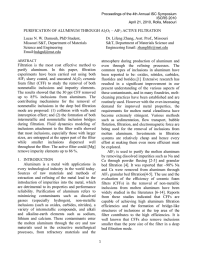 PURIFICATION OF ALUMINUM THROUGH Al O – AlF ACTIVE FILTRATION