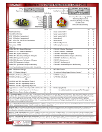 Requirements for entering terms: College: Chemistry Department Catalog Expires (10 yrs):