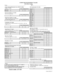 Name:___________________________________          ... COMPUTER ENGINEERING Checklist 2015-2016 Catalog UNLV General Education Core (30-36 Credits)