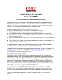 GRADUATE ASSISTANT (GA)  LEAVE OF ABSENCE  GRADUATE COLLEGE 