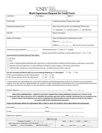 Work Experience Request for Credit Form