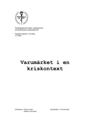 Varumärket i en kriskontext Företagsekonomiska institutionen