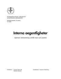 Interna oegentligheter  Optimal riskhantering utifrån teori och praktik Företagsekonomiska institutionen