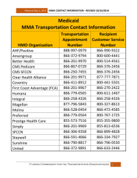 Medicaid MMA Transportation Contact Information Transportation Recipient