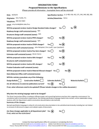 ORIGINATION FORM  Proposed Revisions to the Specifications  (P  