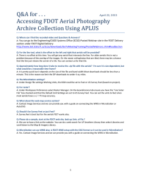 Q&amp;A	for	.	.	.  Accessing	FDOT	Aerial	Photography Archive	Collection	Using	APLUS