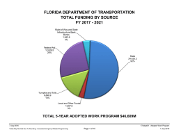 FLORIDA DEPARTMENT OF TRANSPORTATION TOTAL FUNDING BY SOURCE FY 2017 - 2021