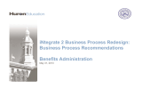 iNtegrate 2 Business Process Redesign: Business Process Recommendations Benefits Administration May 31, 2013
