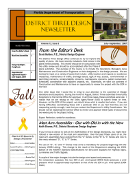 District Three Design newsletter From the Editor's Desk Florida Department of Transportation