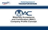 TRANSPORTATION Materials Acceptance and Certification (MAC) Company Profile Concept