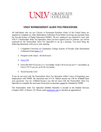 UNLV NONRESIDENT ALIEN TAX PROCEDURE