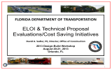 ELOI &amp; Technical Proposal Evaluations/Cost Saving Initiatives  FLORIDA DEPARTMENT OF TRANSPORTATION