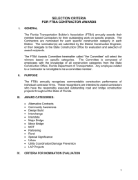SELECTION CRITERIA FOR FTBA CONTRACTOR AWARDS