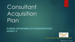 Consultant Acquisition Plan FLORIDA DEPARTMENT OF TRANSPORTATION