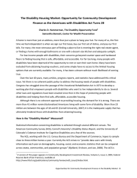 The Disability Housing Market: Opportunity for Community Development  Finance as the Americans with Disabilities Act Turns 20  