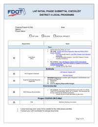 ☐ LAP INITIAL PHASE SUBMITTAL CHECKLIST DISTRICT 4 LOCAL PROGRAMS