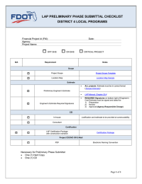 ☐ LAP PRELIMINARY PHASE SUBMITTAL CHECKLIST DISTRICT 4 LOCAL PROGRAMS