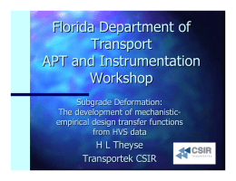 Florida Department of Transport APT and Instrumentation Workshop