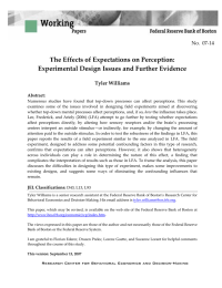   he Effects of Expectations on Perception:  T Experimental Design Issues and Further Evidence 