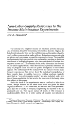 NonoLabor-Supply Responses to the Income Mafntenance Experfments Eric A. Hanushek*