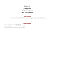 MSE Wall Standards Session 62 Andre Pavlov FL. Dept. of Transportation