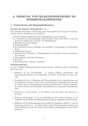 3. MESSUNG VON REAKTIONSW ¨ ARMEN IM BOMBENKALORIMETER 1. Vorbereitung und Eingangskolloquium