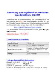 Anmeldung zum Physikalisch-Chemischen Grundpraktikum,  SS 2014
