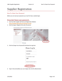 Supplier Registration How To: Reset Your Password