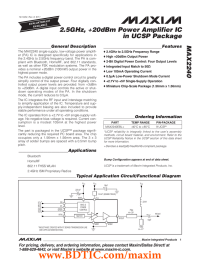 MAX2240 2.5GHz, +20dBm Power Amplifier IC in UCSP Package General Description