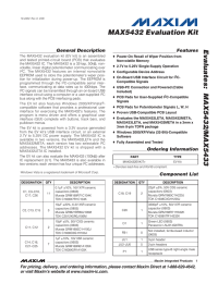 Evaluates:  MAX5432/MAX5433 MAX5432 Evaluation Kit General Description Features