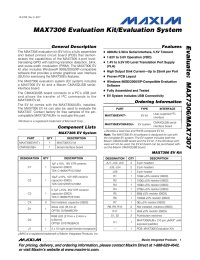 Evaluate:  MAX7306/MAX7307 MAX7306 Evaluation Kit/Evaluation System General Description Features