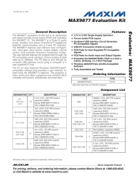 Evaluates:  MAX9877 MAX9877 Evaluation Kit General Description Features