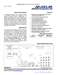 DS5250 Evaluation Kit ABRIDGED EV KIT DATA SHEET General Description