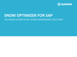 SNOW OPTIMIZER FOR SAP