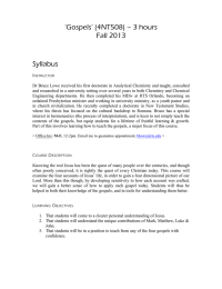 ‘Gospels’ (4NT508) – 3 hours Fall 2013 Syllabus