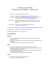 Preaching Lab I (2PT510) Preliminary Course Syllabus – Summer 2012