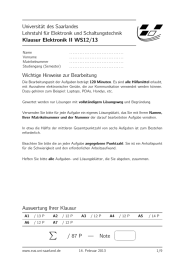 Universit&auml;t des Saarlandes Lehrstuhl f&uuml;r Elektronik und Schaltungstechnik Klausur Elektronik II WS12/13