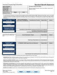 Standard Benefit Statement  Insurance Company logo &amp; information